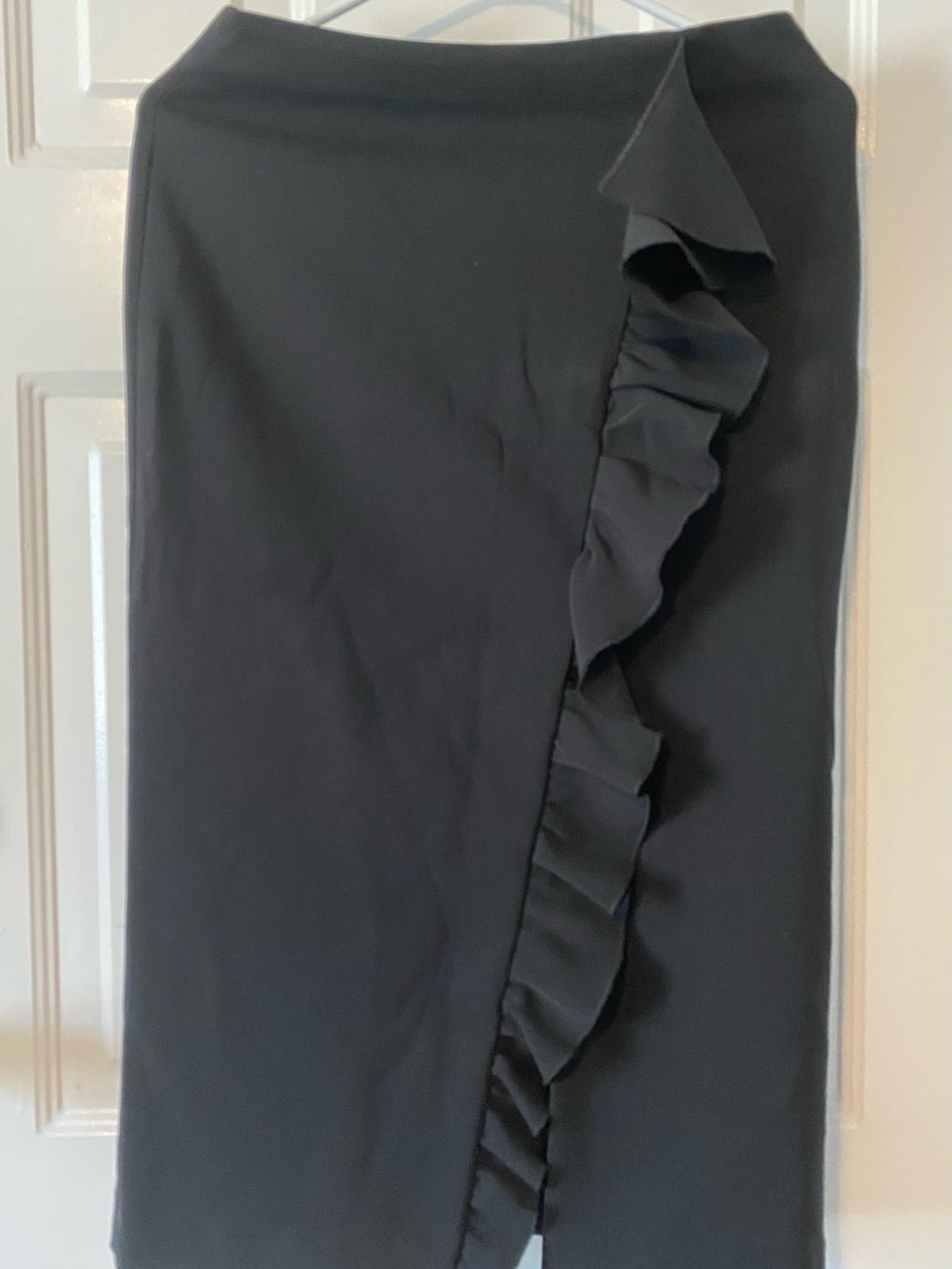 Zara Black Pencil Skirt with Side Ruffle